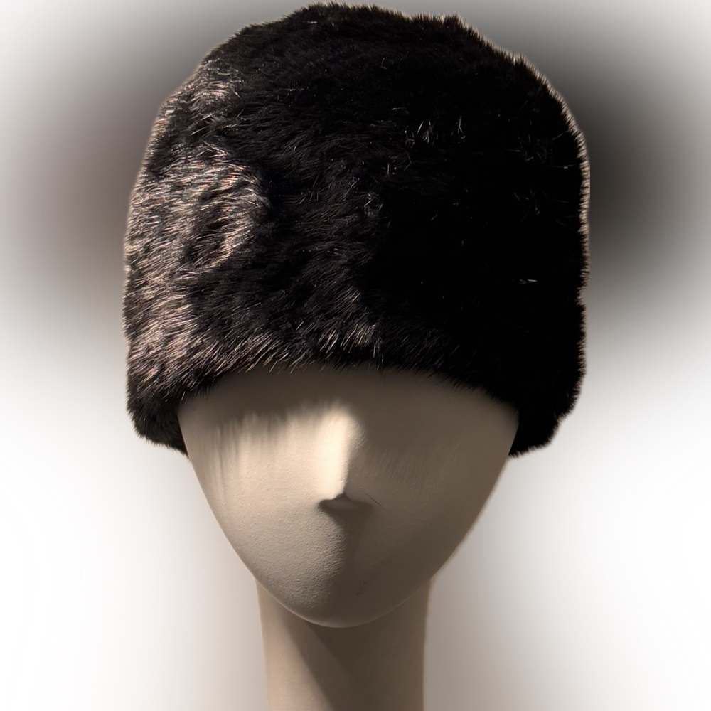 Chic Black knitted Mink Fur Hat, one size